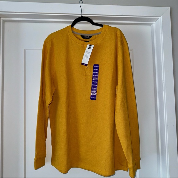 Member’s Mark Other - NWT- Member’s Mark Men's Long Sleeve Henley Shirt Mustard/Gold Size XL